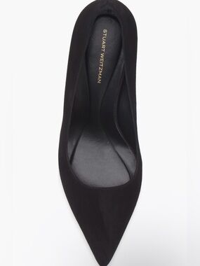 STUART WEITZMAN Power 100 Pump Black Suede Pointed Toe Heels 👠